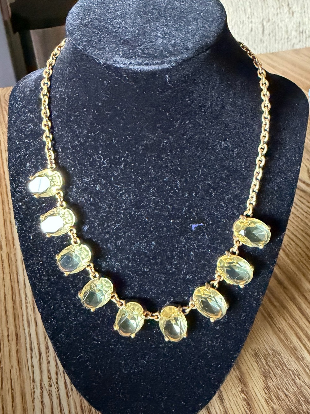 NWOT J. Crew 18” Gold Chain Necklace with Citrine stones. 3” extender included.